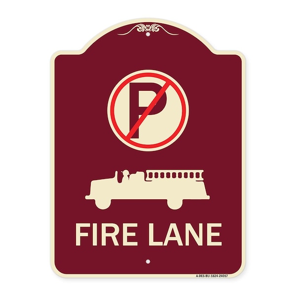 Signmission Fire Lane W/ No Parking& Graphic Heavy-Gauge Aluminum Architectural Sign, 24" x 18", BU-1824-24017 A-DES-BU-1824-24017 - main